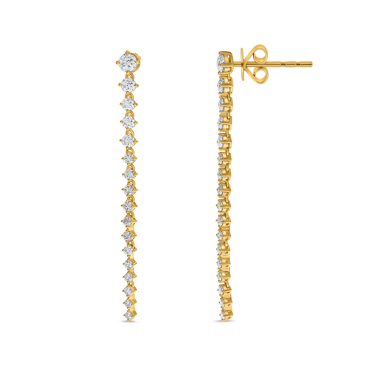 14K Yellow Gold Round Diamond Earrings