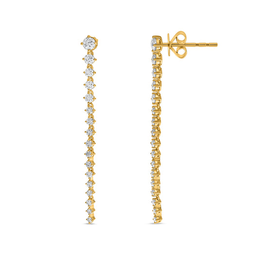 14K Yellow Gold Round Diamond Earrings