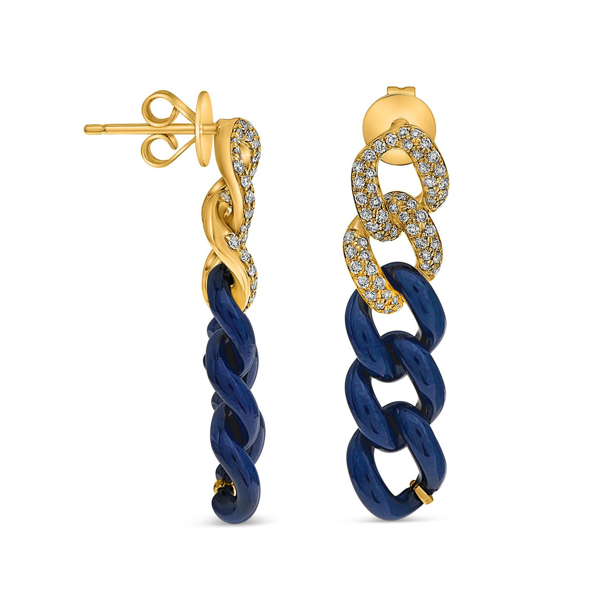 14K Yellow Gold Round Diamond Earrings