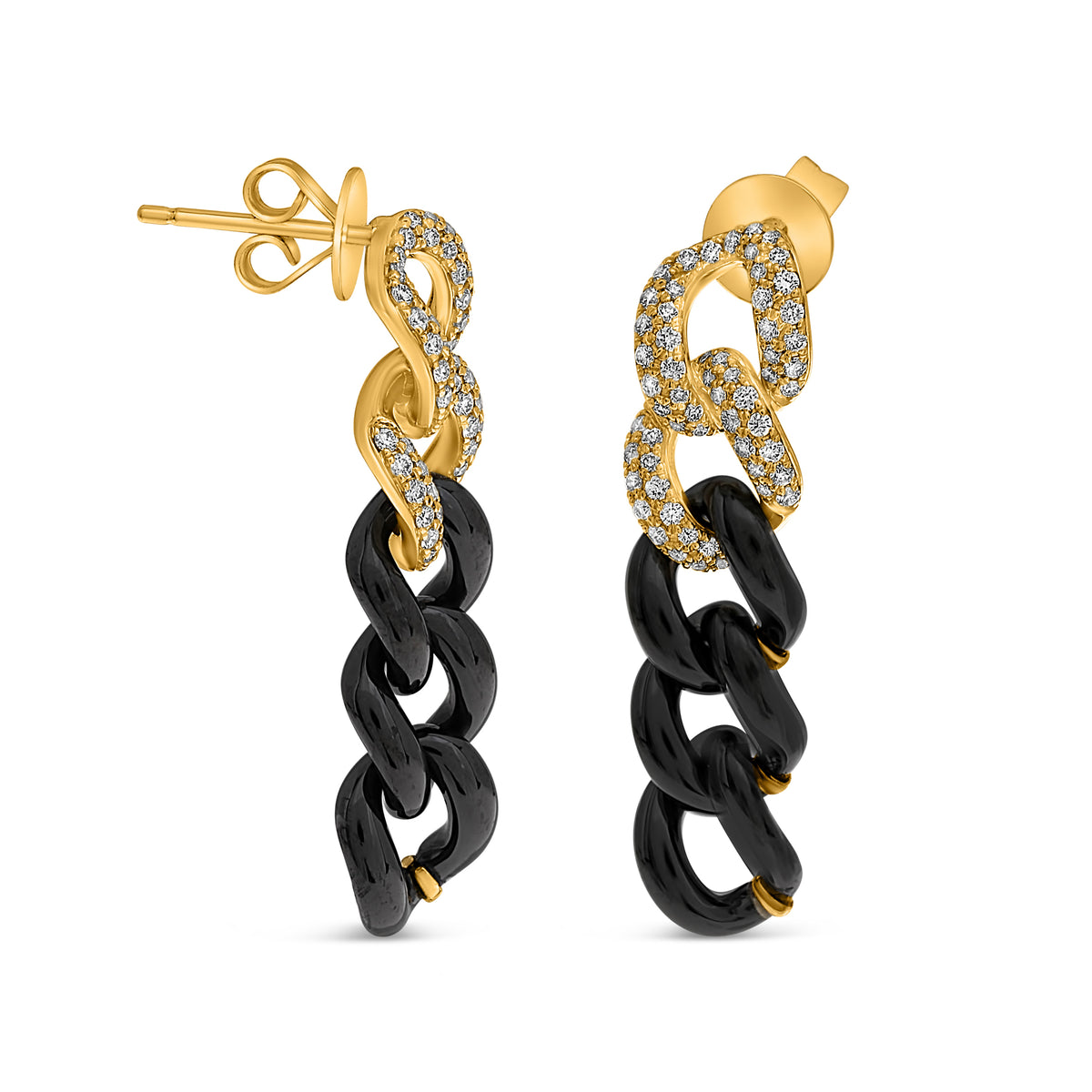 14K Yellow Gold Round Diamond Earrings