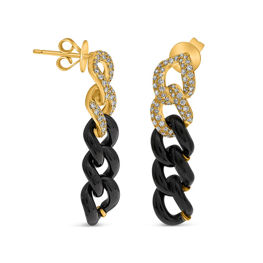 14K Yellow Gold Round Diamond Earrings