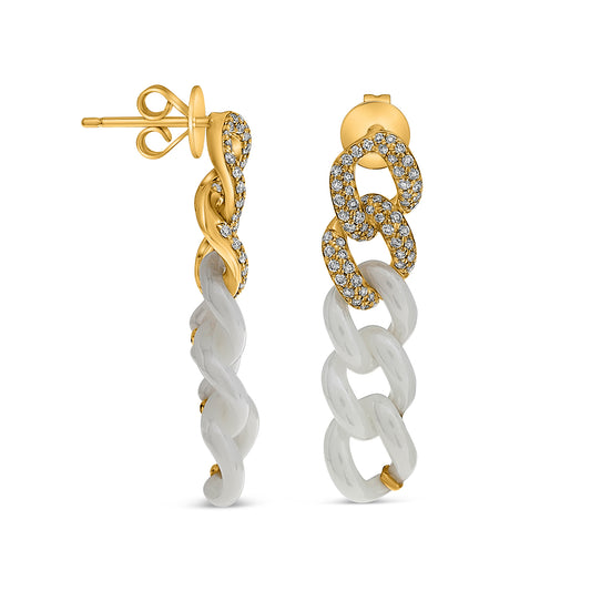 14K Yellow Gold Round Diamond Earrings