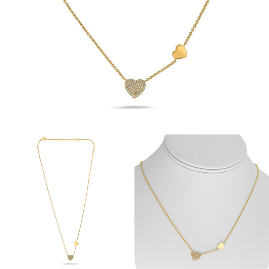 14K Yellow Gold Round Diamond Cluster Necklace