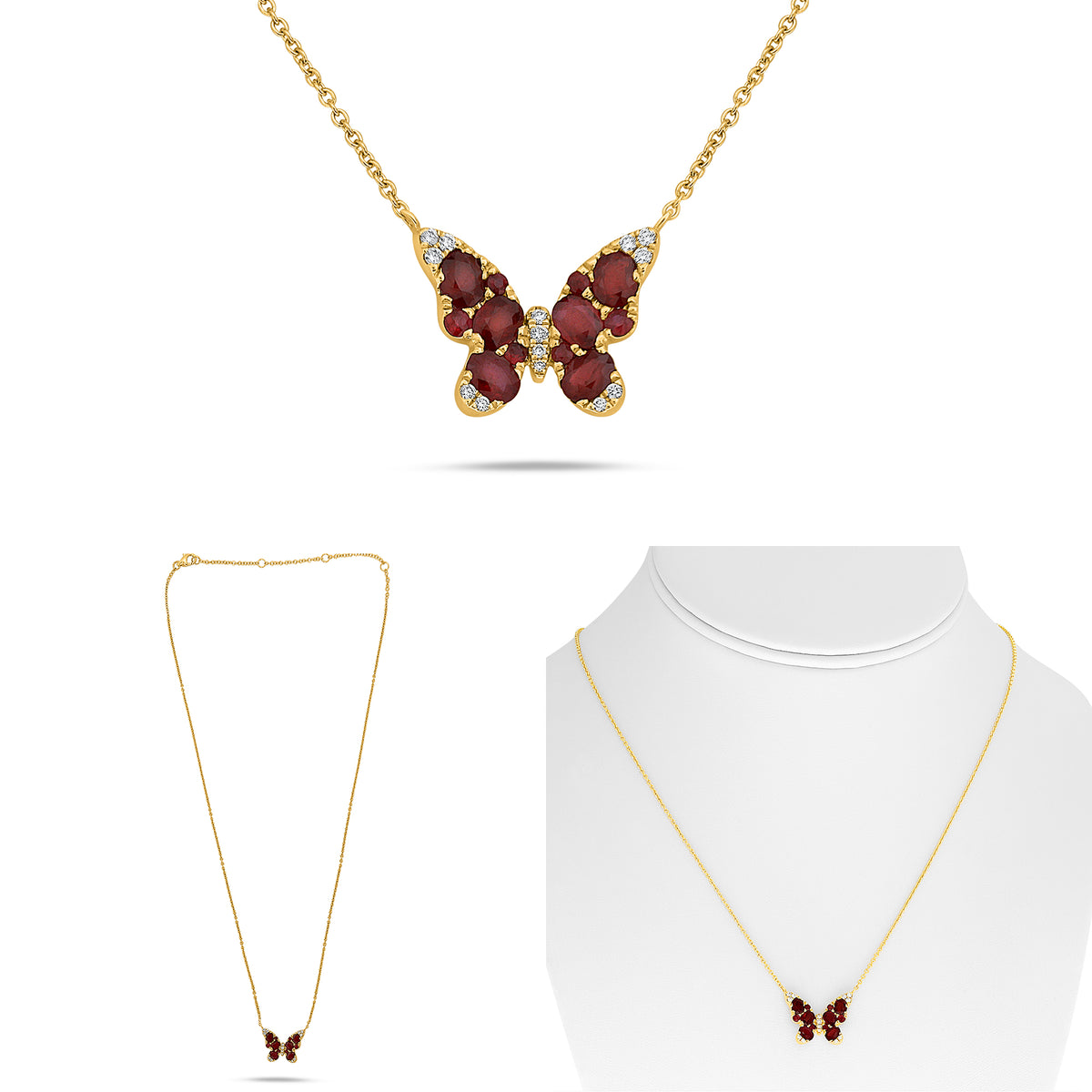 14K Yellow Gold Ruby Necklace