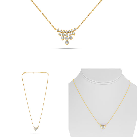 14K Yellow Gold Round Diamond Necklace