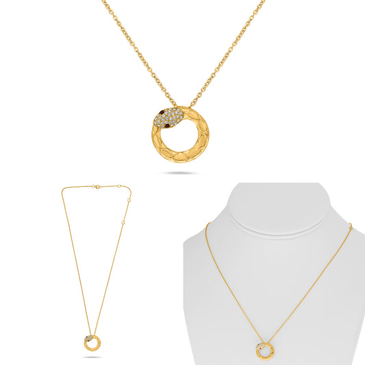 14K Yellow Gold Round Ruby Necklace