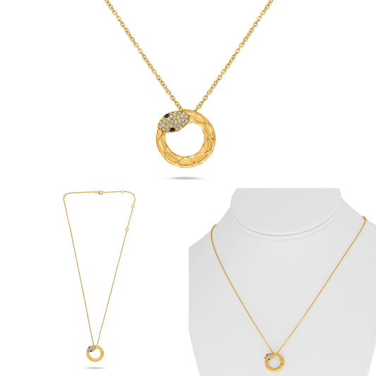 14K Yellow Gold Round Sapphire Necklace