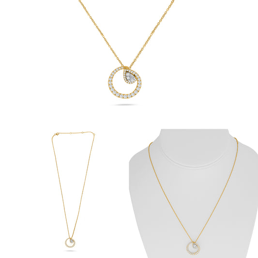 14K Yellow Gold Baguette Diamond Cluster Necklace