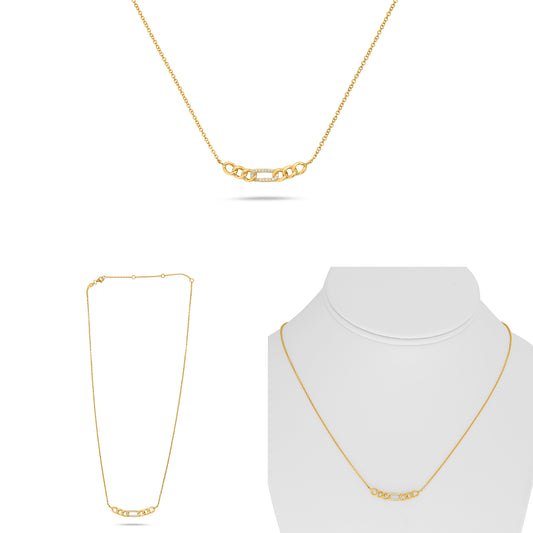 14K Yellow Gold Round Diamond Necklace