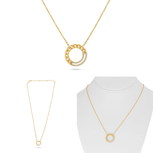 14K Yellow Gold Round Diamond Necklace