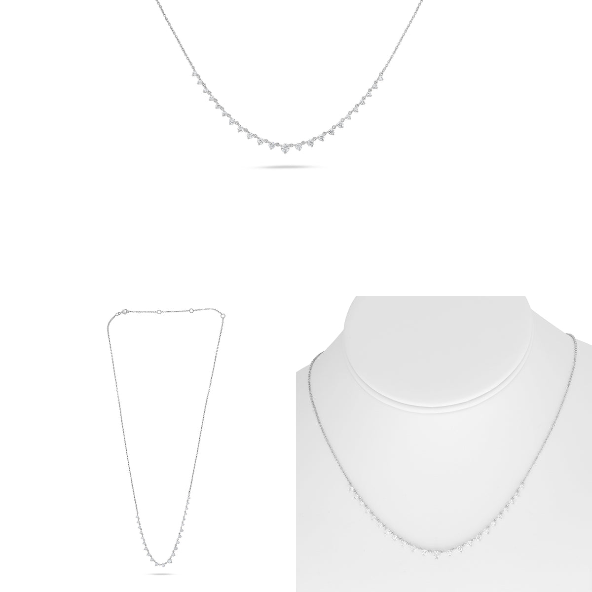14K White Gold Round Diamond Necklace