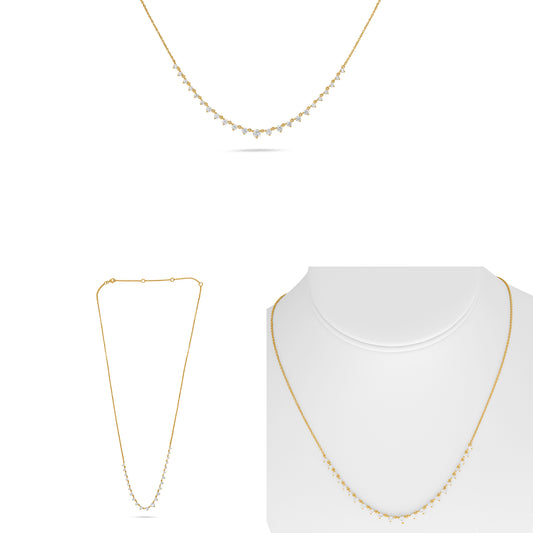 14K Yellow Gold Round Diamond Necklace