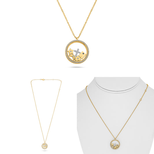 14K Yellow Gold Round Sapphire Necklace