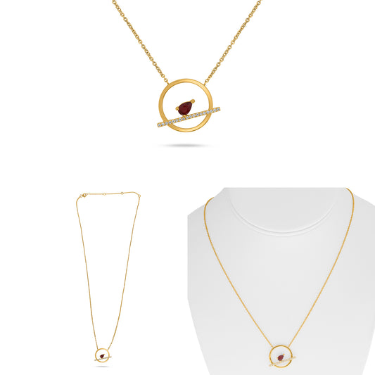 14K Yellow Gold Pear Ruby Necklace