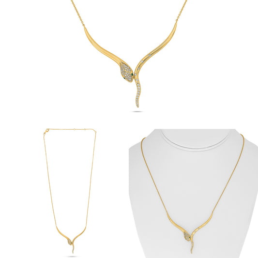 14K Yellow Gold Round Emerald Necklace