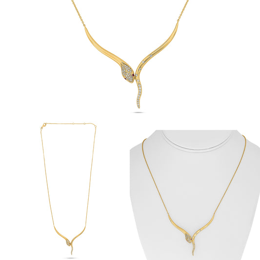 14K Yellow Gold Round Ruby Necklace