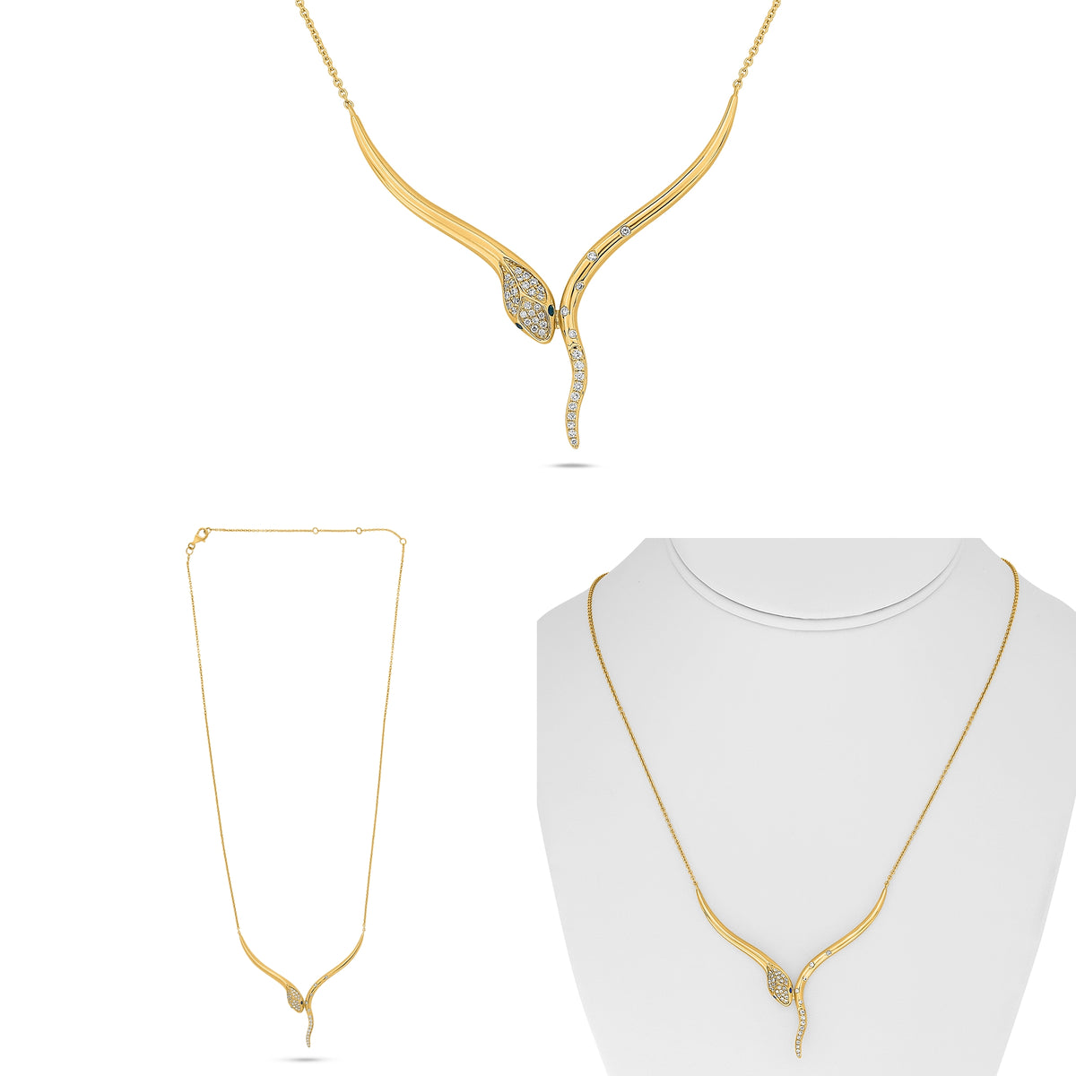 14K Yellow Gold Round Sapphire Necklace