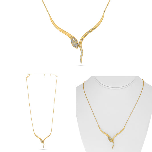 14K Yellow Gold Round Sapphire Necklace