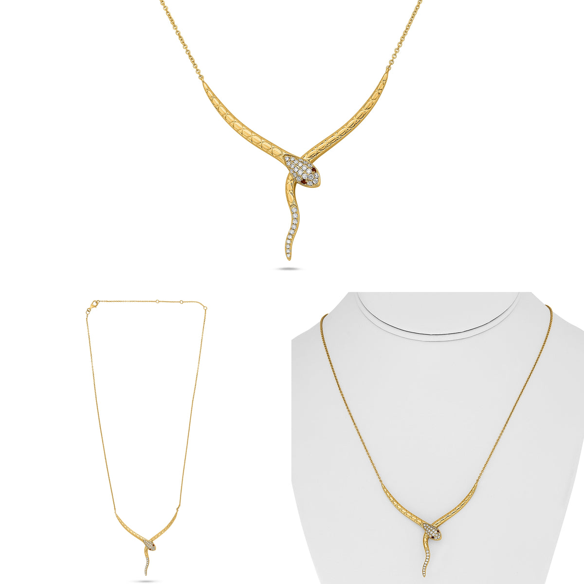 14K Yellow Gold Round Ruby Necklace