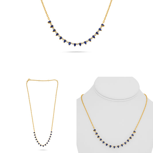 14K Yellow Gold Pear Sapphire Necklace