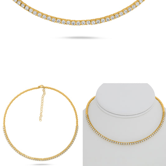 14K Yellow Gold Round Diamond Necklace