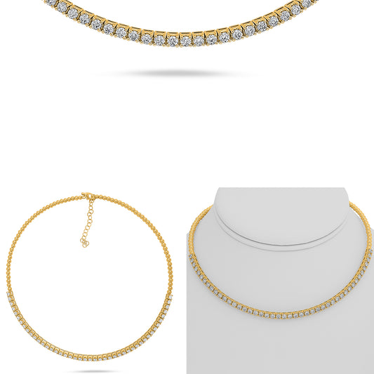14K White Gold Round Diamond Necklace