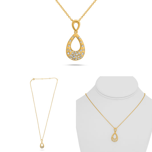 14K Yellow Gold Round Diamond Necklace