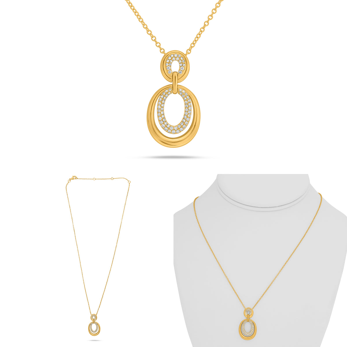 14K Yellow Gold Round Diamond Necklace