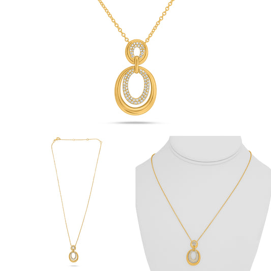 14K Yellow Gold Round Diamond Necklace