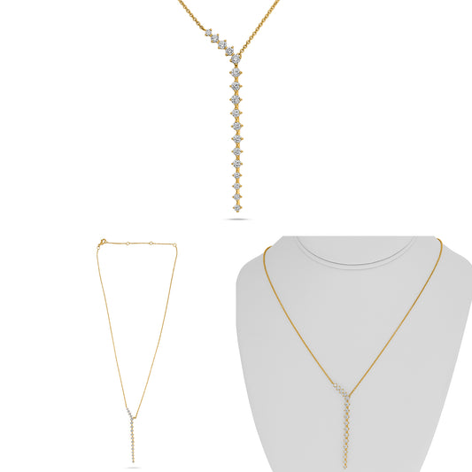 14K Yellow Gold Round Diamond Necklace