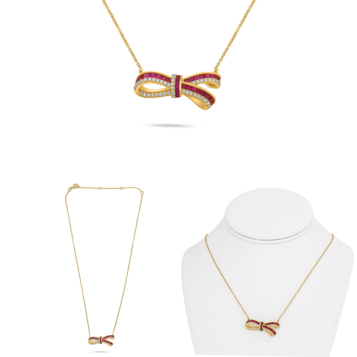 14K Yellow Gold Ruby Necklace