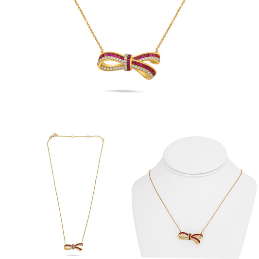 14K Yellow Gold Ruby Necklace