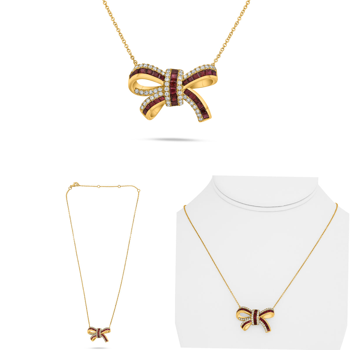 14K Yellow Gold Ruby Necklace