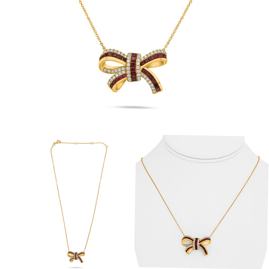 14K Yellow Gold Ruby Necklace