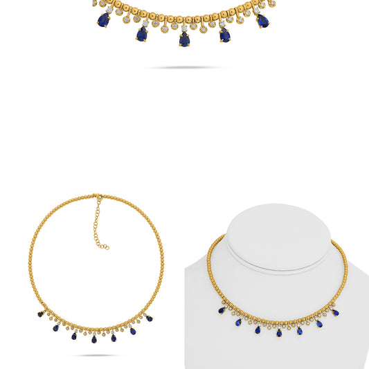 14K Yellow Gold Pear Sapphire Bangle
