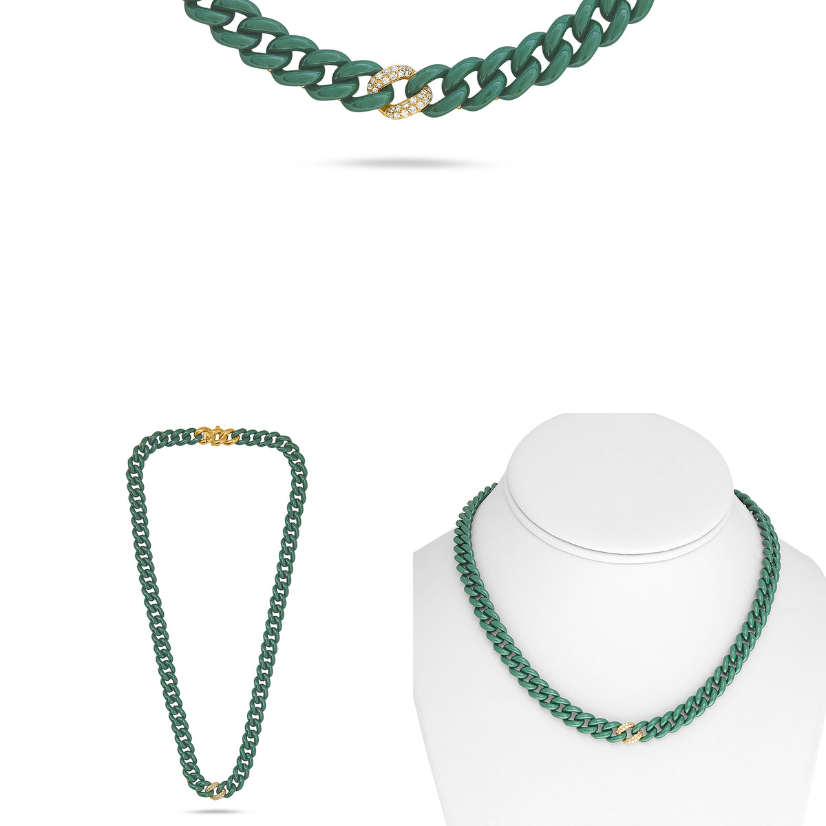 14K Yellow Gold Round Diamond Necklace