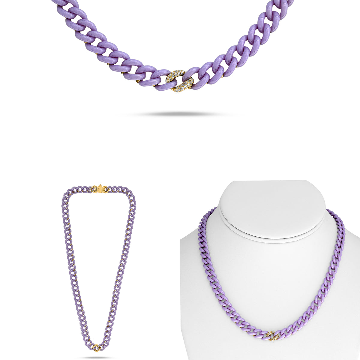 14K Yellow Gold Round Diamond Necklace