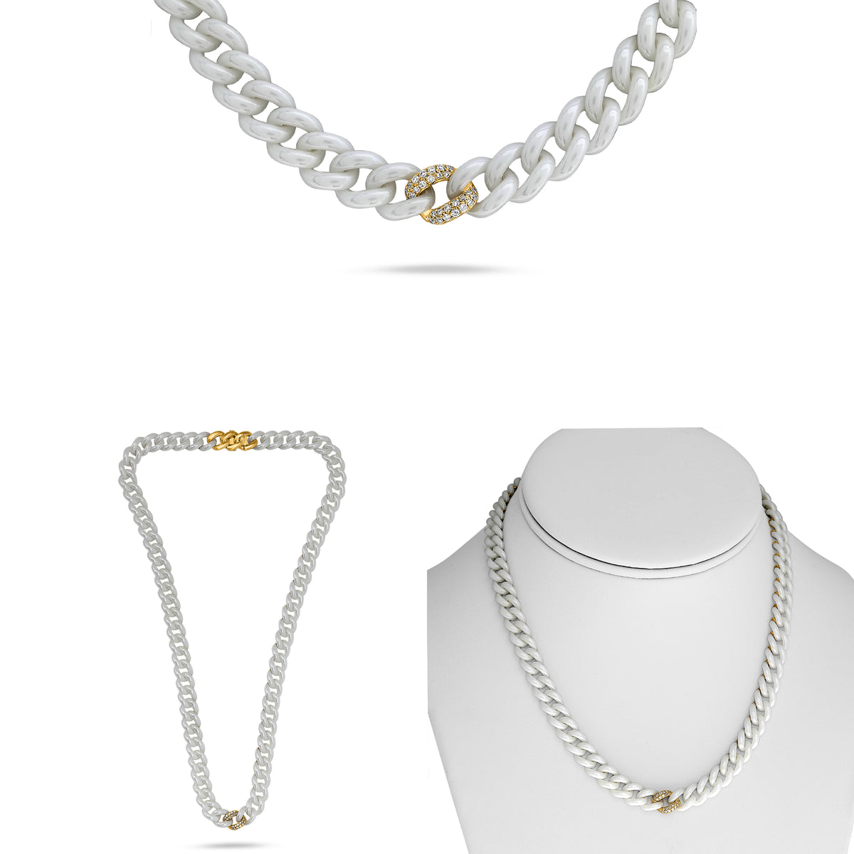 14K Yellow Gold Round Diamond Necklace