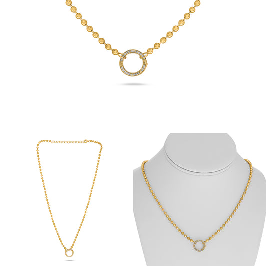 14K Yellow Gold Round Diamond Necklace