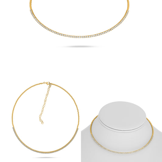 14K Yellow Gold Round Diamond Necklace