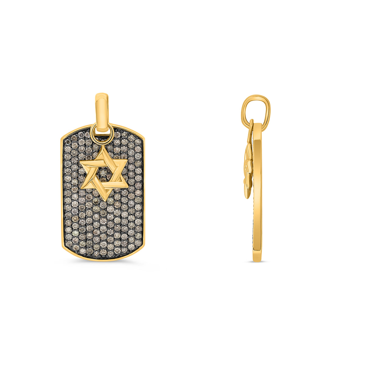 14K Yellow Gold Round Champagne Diamond Pendant