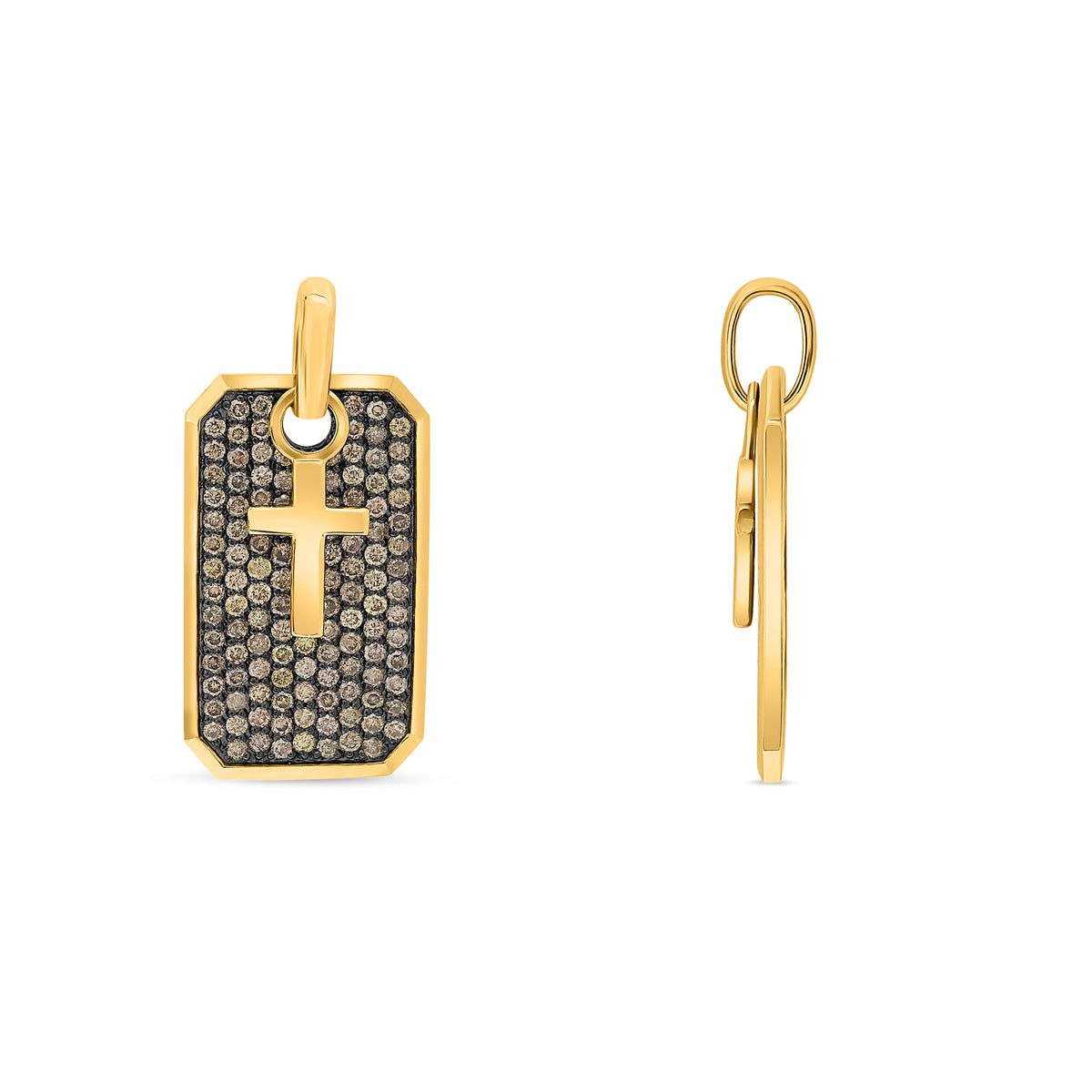 14K Yellow Gold Round Champagne Diamond Pendant