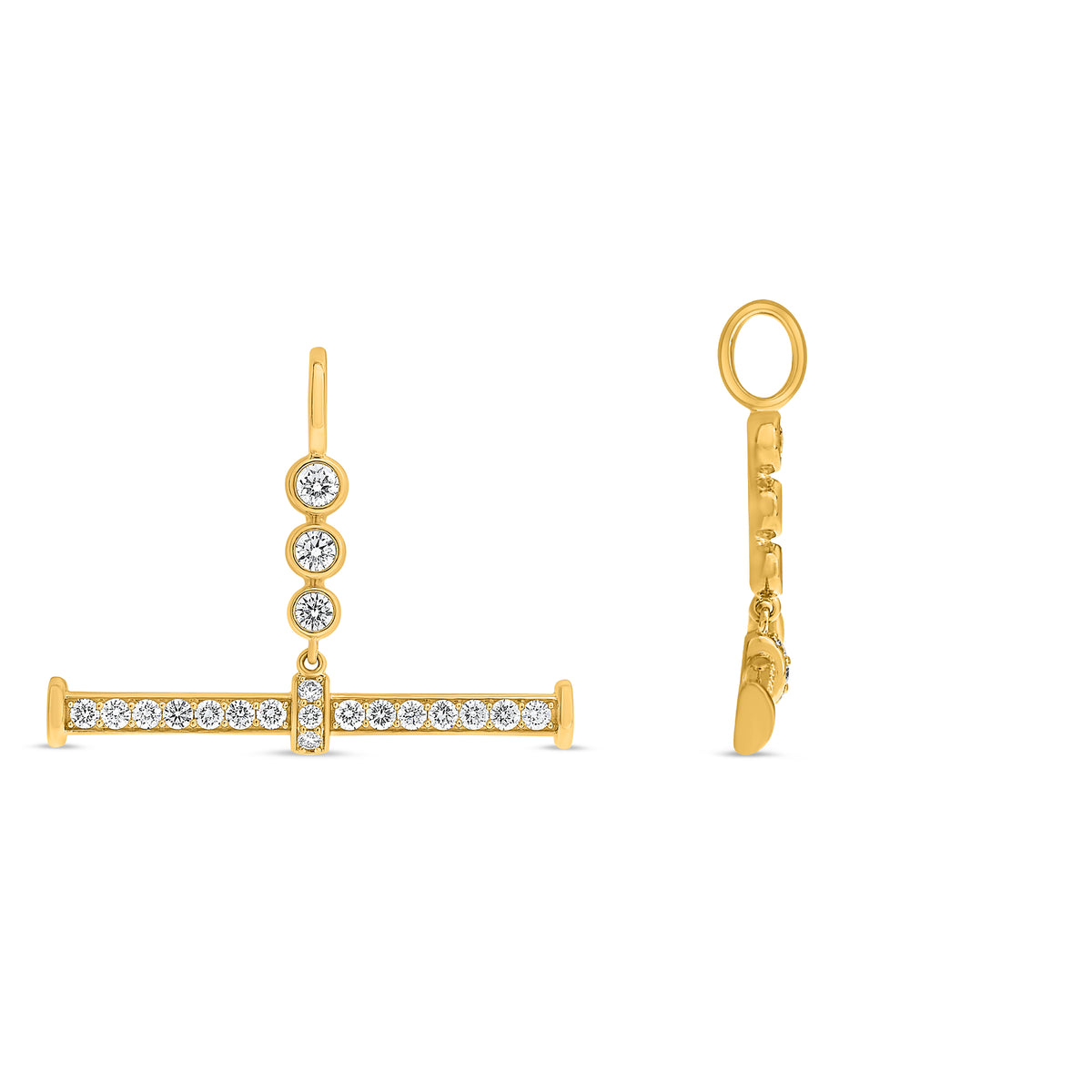 14K Yellow Gold Round Diamond Pendant