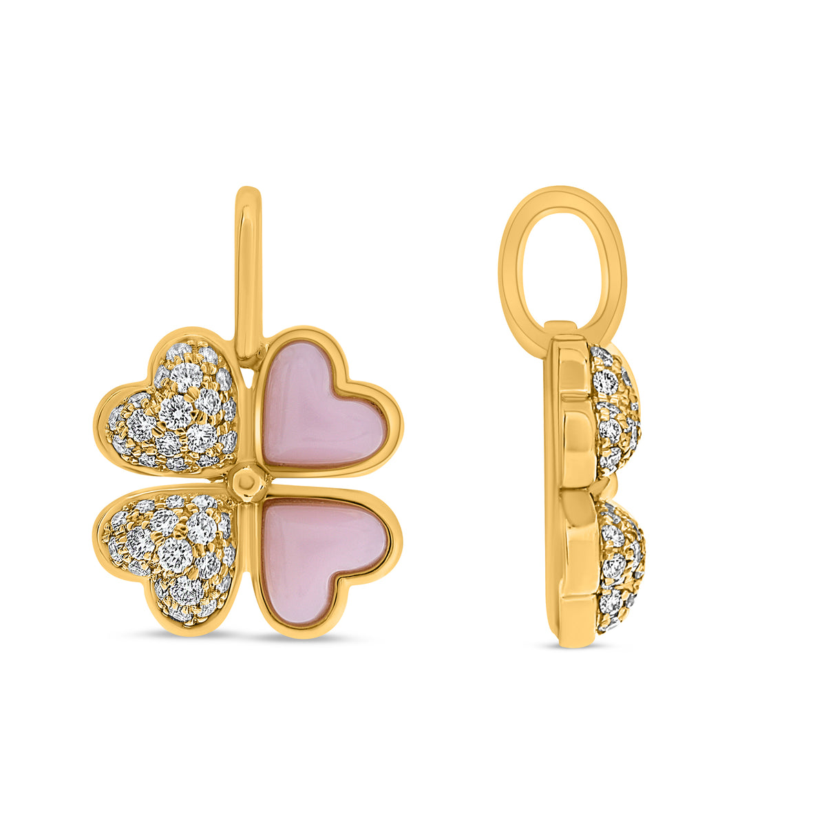 14K Yellow Gold Round Diamond Cluster Pendant