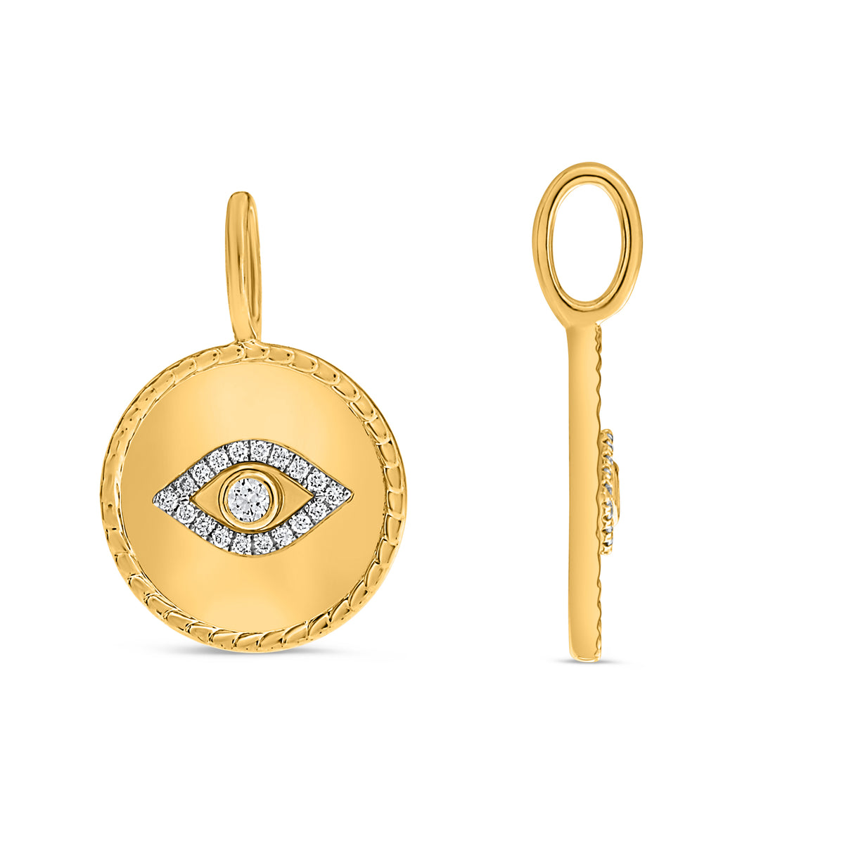 14K Yellow Gold Round Diamond Pendant