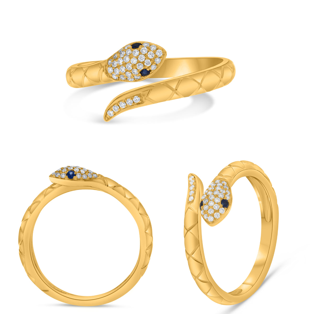 14K Yellow Gold Round Sapphire Ring