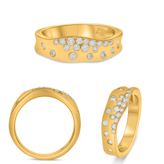 14K Yellow Gold Round Diamond Ring