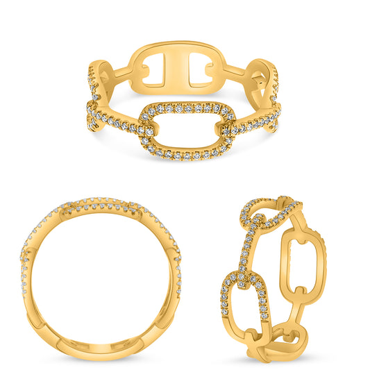 14K Yellow Gold Round Diamond Ring