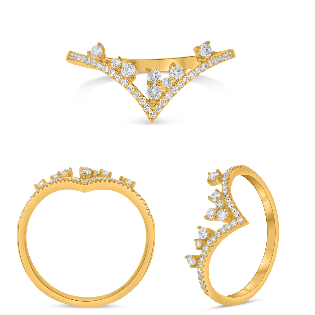 14K Yellow Gold Round Diamond Ring