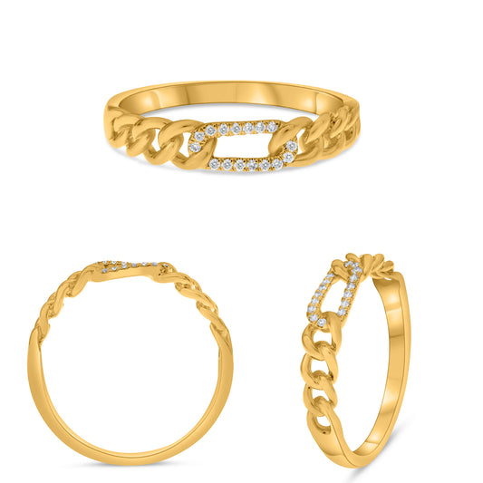14K Yellow Gold Round Diamond Ring
